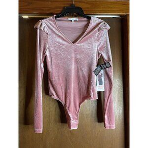 Celebrity pink velvet blush pink one piece body suit size S NEW!